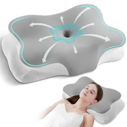Silkena Nackenkissen Memory Foam, ergonomisches Kopfkissen mit Nackenstütze, für Seiten-, Rücken- und Bauchschläfer, mit abnehmbarem Bezug