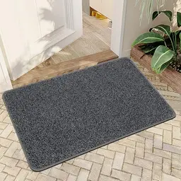 Mibao Fußmatte Innen 50 x 80 cm - Rutschfeste Schmutzfangmatte für den Eingangsbereich, Grau
