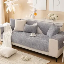 MINGPINHUIUS Sofabezug für L-Form Sofa & Sessel, Rutschfest, Weicher Samt (Grau, 90 x 180 cm)