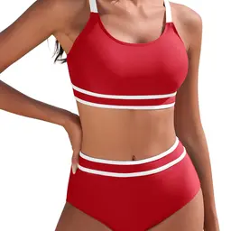 Yuson Girl Damen Bikini Set High Waist Zweiteiliger Badeanzug Push Up Bademode Bauchkontrolle Colour-Blocking