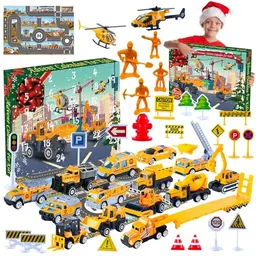 Akosuntoys Adventskalender 2024 für Kinder, Auto- und Baustellen-Spielzeug für Jungen und Mädchen 3-8 Jahre