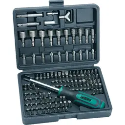 Brüder Mannesmann Bitsatz 122-tlg. mit ergonomischem Griff, aus Chrom-Vanadium-Stahl, kompatibel mit Akkuschraubern, inkl. Aufbewahrungsbox