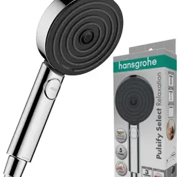hansgrohe Pulsify Select S - Duschkopf, Handbrause mit 3 Strahlarten, runde Chrom-Duschbrause (⌀ 105 mm), Antikalk-Funktion