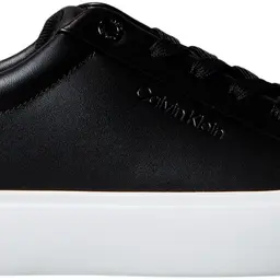 Calvin Klein Damen Cupsole Sneaker Lace-Up aus Leder, Schwarz (Black/Bright White), 38