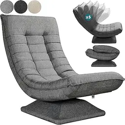 Casaria® verstellbarer Dreh- und Klappsessel, gepolstert, 150kg, Grau, 60x105x87cm für Wohnzimmer, Gaming & Lounge