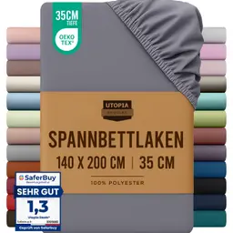 Utopia Bedding Spannbettlaken 140x200cm grau