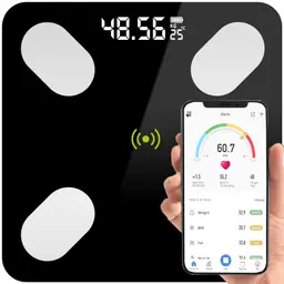 Retoo Digital Bluetooth Körperfettwaage mit App, gehärtetem Glas, Muskel-, Fett- und Wasseranalyse, BMI, Skelettmuskel, BMR, Schwarz