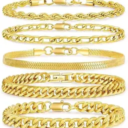 PABBEU 5er Set Herren Armband aus Edelstahl, Silberarmband für Weihnachten, Valentinstag, Geburtstag, Vatertag