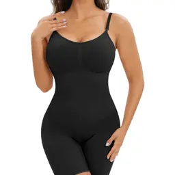 Niwicee Shapewear Damen Body Bauchweg Figurformender Ganzkörper Miederbody mit verstellbarem Riemen, nahtlos, schwarz