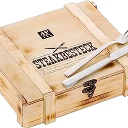 ZWILLING Steakbesteck Set 12 Stück in Holzbox, für 6 Personen, spülmaschinenfest, Edelstahl