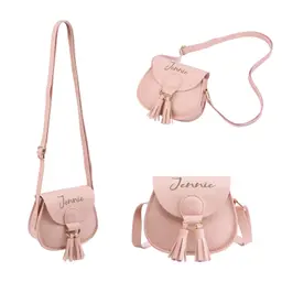 Personalisierte Mädchen-Umhängetasche aus PU-Leder, mit Quaste, verstellbarem Riemen, kleine Handtasche, rosa, Geschenk zum Geburtstag & Weihnachten