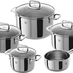 ZWILLING Quadro 5-teiliges Kochtopf-Set mit Glasdeckel, induktionsgeeignet, Edelstahl