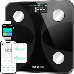 RunSTAR Körperfettwaage mit großem Display, 180 kg/400 lbs, digitale Personenwaage mit App-Sync und Körperanalyse