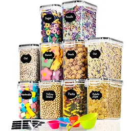 L LONGANCHANG 10er Frischhaltedosen, 1,6 l, BPA-frei, mottensicher, inklusive Etiketten