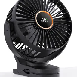 TUNISE USB Ventilator mit Clip, Mini Ventilator, 3 Stufen, 4,5 m/s, 2000mAh Akku, 9,5 Std Laufzeit, Tischventilator für Büro, Kinderwagen, Bett, Camping