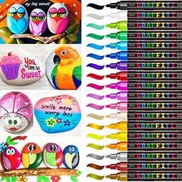 RATEL Acrylmarker Set mit 18 Farben – Wasserdicht und perfekt für Basteln, Felsmalerei, Keramik, Glas und Leinwand