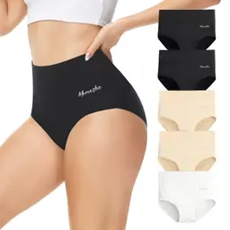 Momoshe Damen Unterhosen 5er Pack Baumwolle Hoch Waisted Unterwäsche