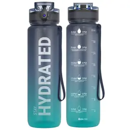 Sahara Sailor Wasserflasche, 1000 ml, auslaufsicher, BPA-frei, Motivationswasserflasche, Sportgetränkeflasche mit Trinkzeiten