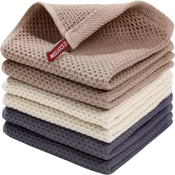 bigzzia 100% Baumwolle Küchentuch, Ultra weich und schnell trocknend, 12 x 12 Zoll, 6-teiliges Set
