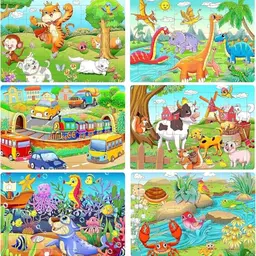 6 Holzpuzzles mit 30 Teilen – Bunte Lernspielzeuge für Kinder ab 3 Jahren