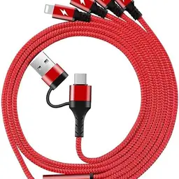 Amuvec 4-in-1 Multi USB Kabel 1,2M – Universal Ladekabel für iPhone, Typ C, Micro USB, kompatibel mit Samsung, Huawei, Xiaomi und mehr