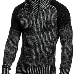 Leif Nelson Herren Strickpullover Schwarz, Regular Fit, ideal für Casual und Business, Langarm, Größe S