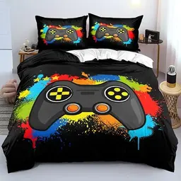 Mikayia Gamepad Bettwäsche 200x200 cm für Kinder und Jugendliche – Modernes Design mit 2 Kissenbezügen 80x80 cm
