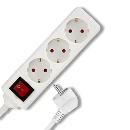 REV Steckdosenleiste 3-Fach mit beleuchtetem Schalter, 1,4m Kabel, weiß
