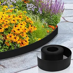 Vigevee Rasenkante Kunststoff - Mähkante zur einfachen Beetumrandung, 10m Länge, 10cm Höhe, Schwarz