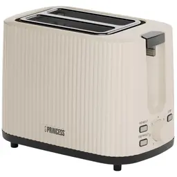 Princess Toaster Wave, 2-Scheiben, 7 Bräunungsstufen, Krümelschublade, Auto-Zentrierung, Auftaufunktion, automatischer Abschalt, rutschfeste Füße, Beige