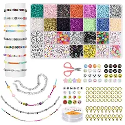 AUAUY 7280PCS Bunte Glasperlen Set zum Selbermachen, DIY Geschenkidee für Schmuckherstellung für Erwachsene und Kinder