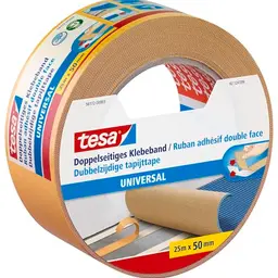 tesa Doppelseitiges Klebeband Universal - Vielseitig für Verpackungen, Deko und Basteln - 25 m x 50 mm
