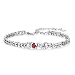 Jeweidea personalisierbares Namensarmband für Damen mit Kubanerkette & Geburtsstein – Geschenk für Mama, Oma, Muttertag & Weihnachten (Name 2)