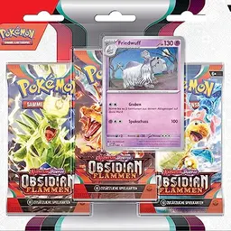 Pokémon-Sammelkartenspiel: 3er-Pack Karmesin & Purpur – Obsidianflammen (3 Booster & 1 Promokarte)