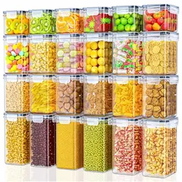 Storivo Vorratsdosen Set – 24 luftdichte Aufbewahrungsboxen mit Deckel, inkl. Etiketten & Marker, für Küche & Kühlschrank