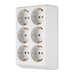 REV Steckdosenleiste 6-fach ohne Kabel, max. 3500W, Weiß