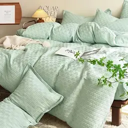 Tospass 2er Set Jersey Kissenbezüge 40x80 cm Grün Boho Kariert Weich Kuschelig mit Reißverschluss