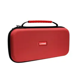 GXTrust 1251RB Tasche für Nintendo Switch 2, stoßfeste Hülle mit Tragegriff, Platz für 4 Joy-Con, 12 Spiele und Handgelenksriemen, Rot/Blau