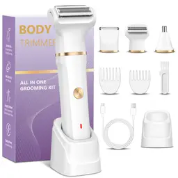 Damen Rasierer 3-in-1 Intim- und Gesichtshaarentferner, IPX7 wasserdicht, nass & trocken, USB aufladbar, für Bikinizone, Achseln, Beine