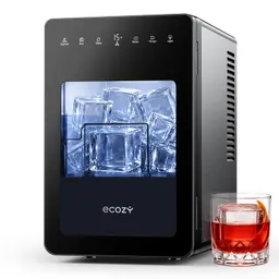 ecozy 50mm Eiswürfelmaschine für große, klare Würfel, transparentes Eis in 30 Min, mit Eco-Modus, 24h Timer, LED-Display, 96 Stk/Tag