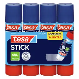 tesa Stick ecoLogo - Geruchsneutraler Klebestift für Papier und Pappe - 4 x 20 g