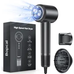 Bopcal Haarföhn mit Diffusor, 160000 U/min, Bürstenloser Motor, Ionen-Technologie, ideal für Reisen & Zuhause, Geschenk