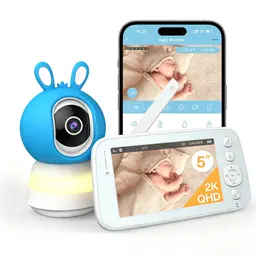 PARIS RHÔNE Babyphone mit Kamera und App, 5" Baby Monitor IPS Display