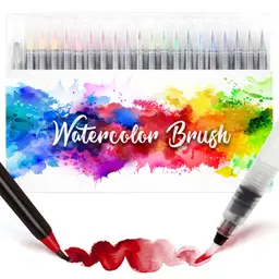 Amteker 24+2 Aquarellstifte, Brush Pen Set mit Nylonspitzen – Malpinsel für Kinder & Teenager, Geschenk für Mädchen (6-11 Jahre)