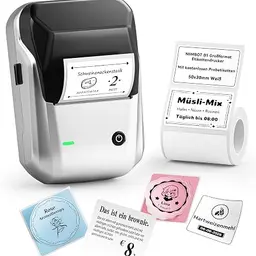 NIIMBOT B1 Tragbarer Etikettendrucker mit wasserdichten, selbstklebenden Etiketten – Ideal für Schule, Preisschilder, Adressen, Silber