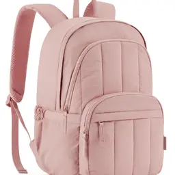 Bagsmat Puffer Laptop Rucksack Damen, Wasserabweisend, Gesteppte College-Workrucksack, Mädchen, Rosa