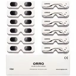 ORRO Sonnenfinsternis-Brillen 40 mm, 2er-/6er-/12er-Pack, Weiß, geprüft nach EN ISO 12312-2:2015, CE, moderne Passform