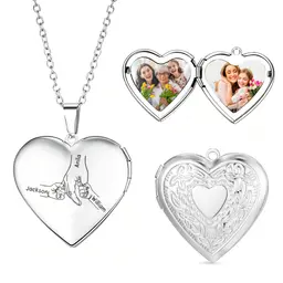 Personalisierte Herz-Medaillon-Kette mit 3 Namen, Edelstahl, Geschenk für Mama, Ehefrau, Freundin, Tochter zum Geburtstag, Jahrestag, Muttertag, Weihnachten