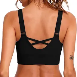 Litherday Damen Sport-BH mit Starker Unterstützung, Push-Up, für Yoga und Sport, Schwarz, Größe S