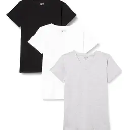 bery dale Damen T-Shirt 3er Pack, XS, Weiß/Hellgrau Melange/Schwarz